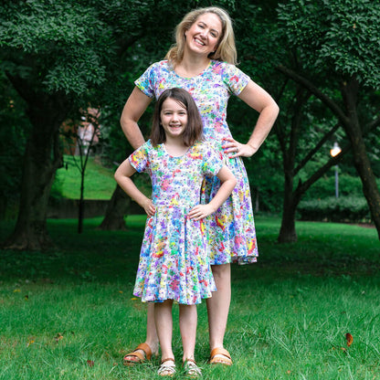 "Staff Meeting" Rainbow Music Notes Super Twirler Dress with Pockets