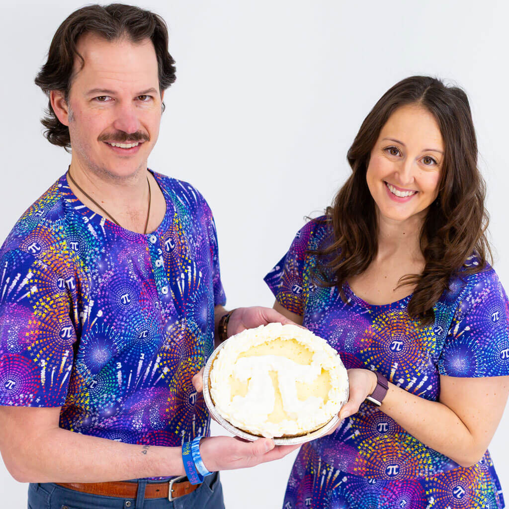Adult "Pi-rotechnics" Pi Fireworks Henley Short Sleeve Tee