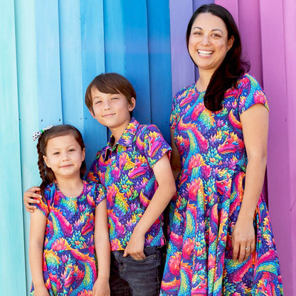 Rainbow Scales Dragons Short Sleeve Polo Shirt